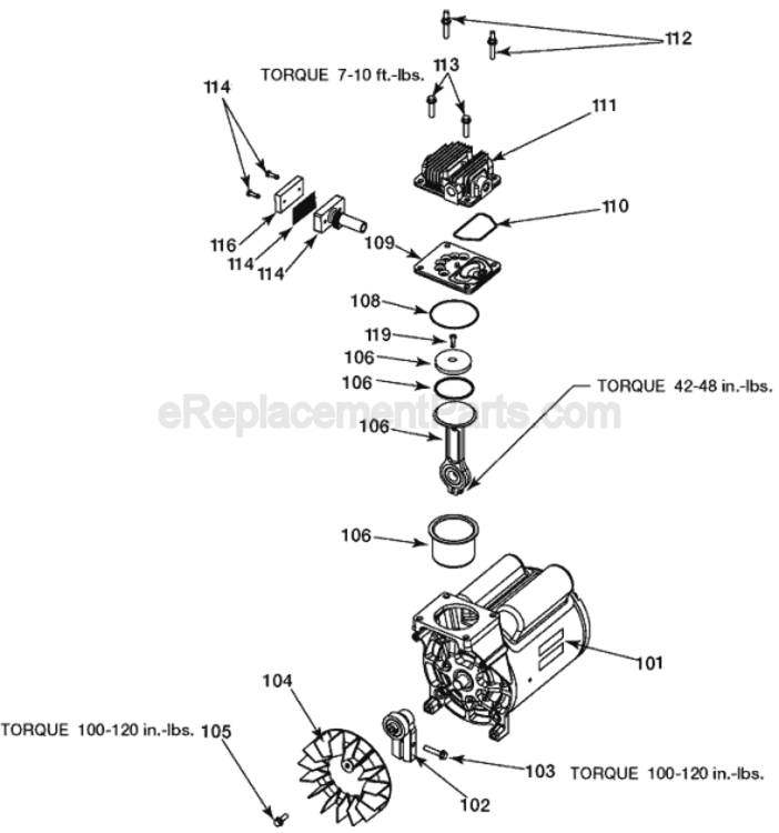 Page B Diagram and Parts List for Type 1 Porter Cable Compressor